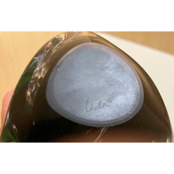 Blown Glass Clear and Green Pine Tree Signed - Picture 6 of 7